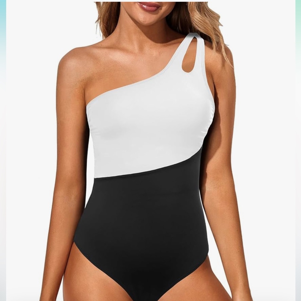 Holipick One Shoulder Swimsuit Tummy Control Bathing Suits Modest Full coverage